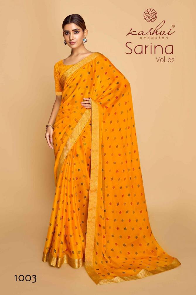 Sarina Vol 2 By Kashvi Pc Moss Printed Sarees Wholesale Market In Surat